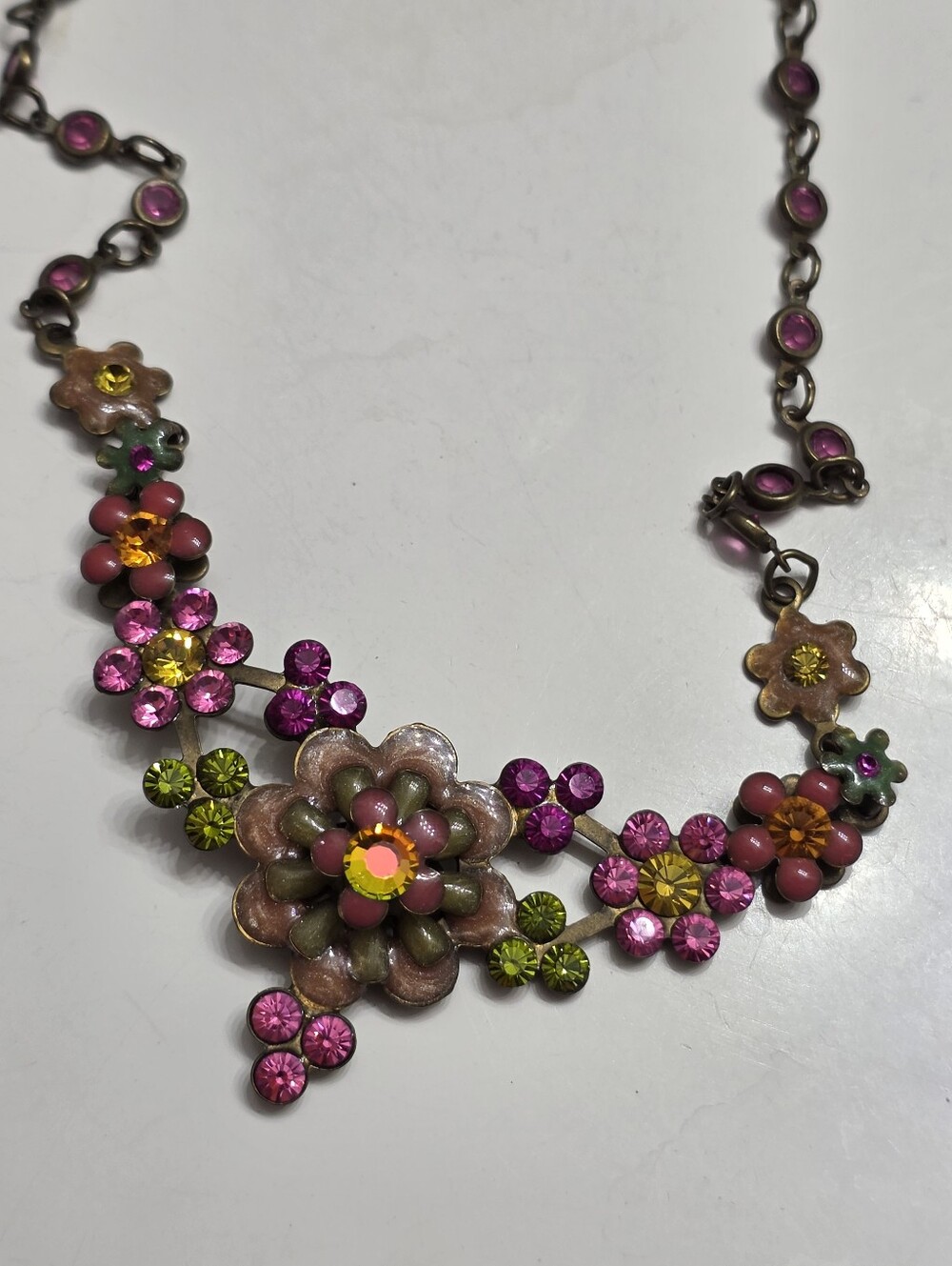 Vintage Sorrelli Fresh Flowers Floral Crystal Multi-Color Necklace Fairycore Boh